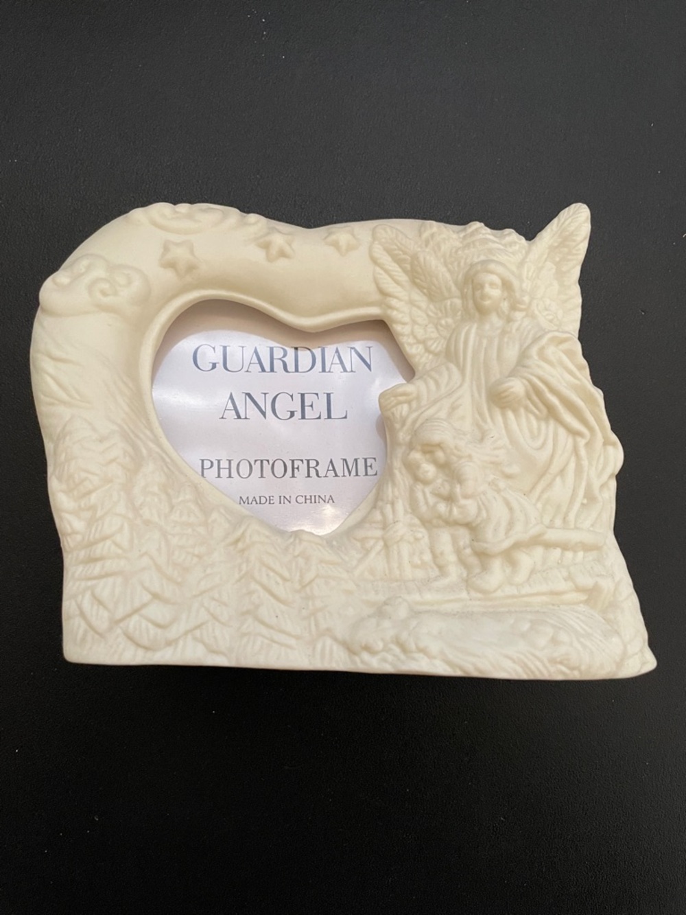 Guardian Angel Heart Photo Frame - Cream